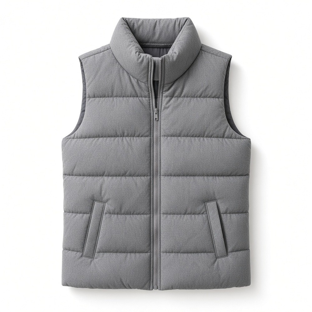 Gray Quilted Puffer Vest XS Minimalist Preppy Gorpcore Fall Layering